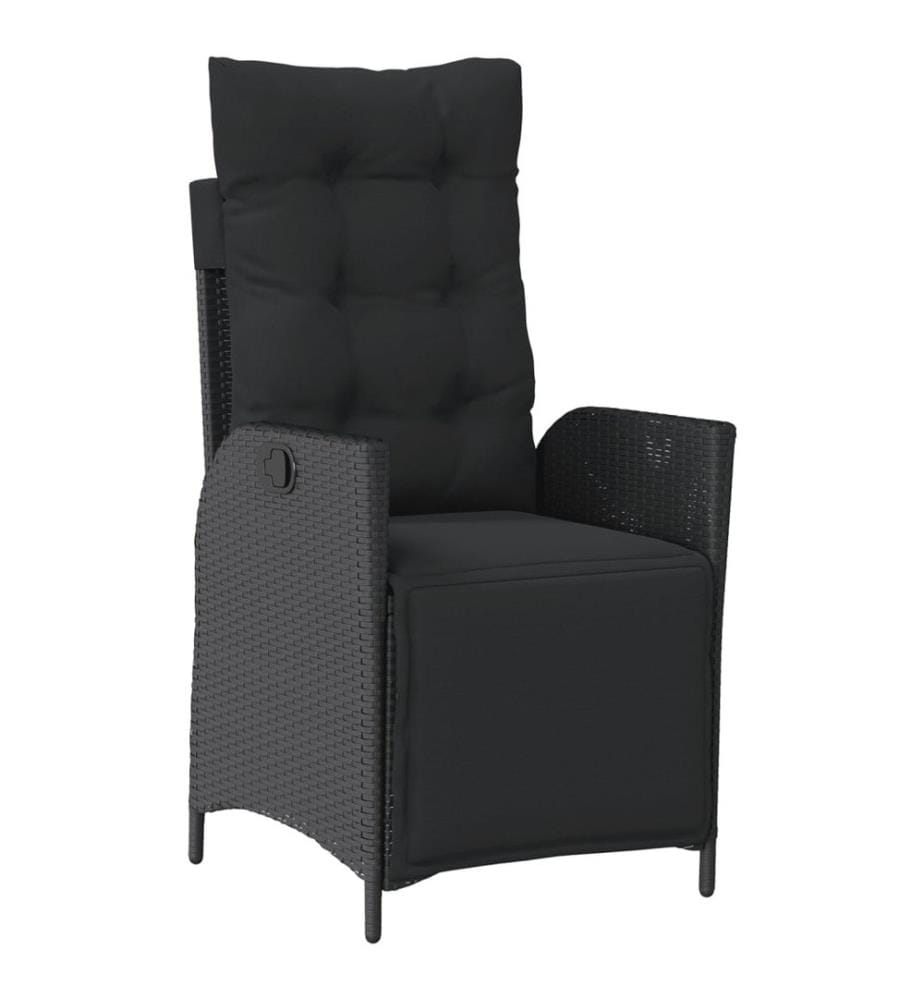 Gartensessel mit Fussteil Verstellbar Schwarz Poly Rattan