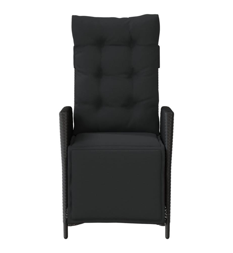 Gartensessel mit Fussteil Verstellbar Schwarz Poly Rattan