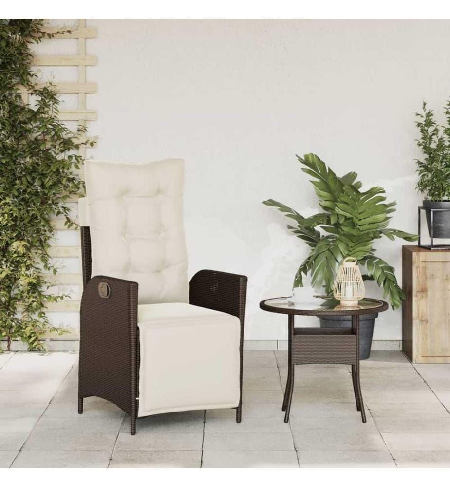 Gartensessel mit Fussteil Verstellbar Braun Poly Rattan