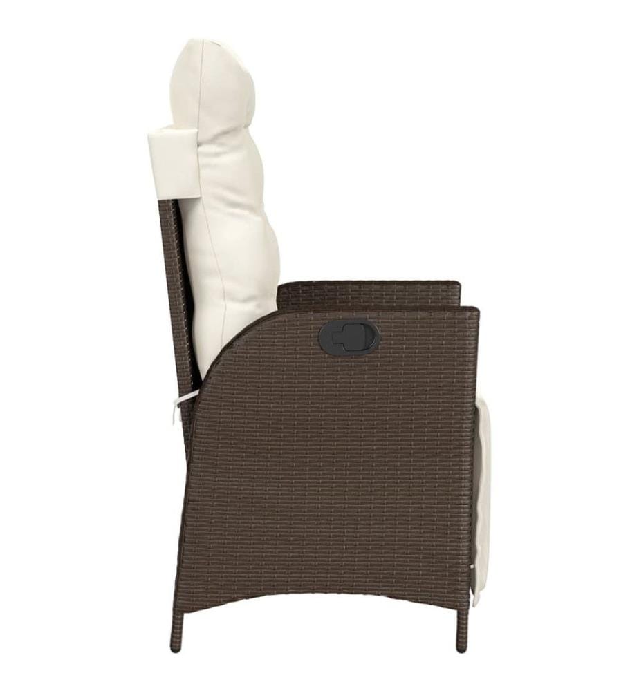 Gartensessel mit Fussteil Verstellbar Braun Poly Rattan