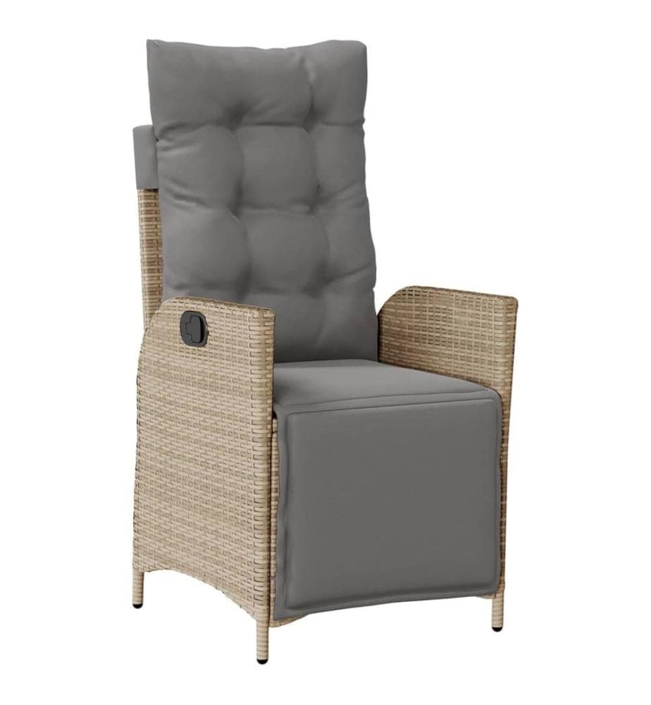 Chaise inclinable de jardin et repose-pied mélange beige rotin