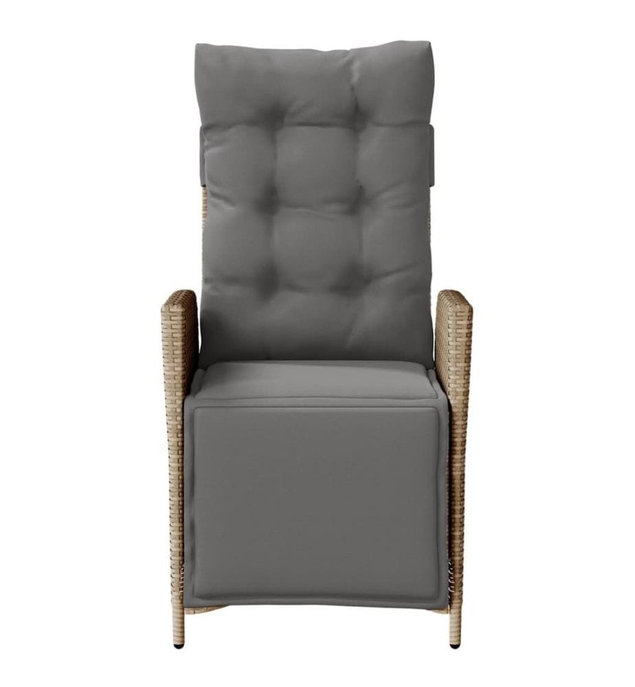 Chaise inclinable de jardin et repose-pied mélange beige rotin