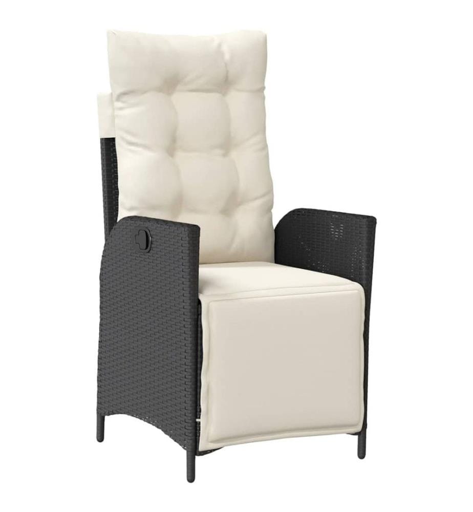 Gartensessel mit Fussteil 2 Stk. Verstellbar Schwarz Poly Rattan