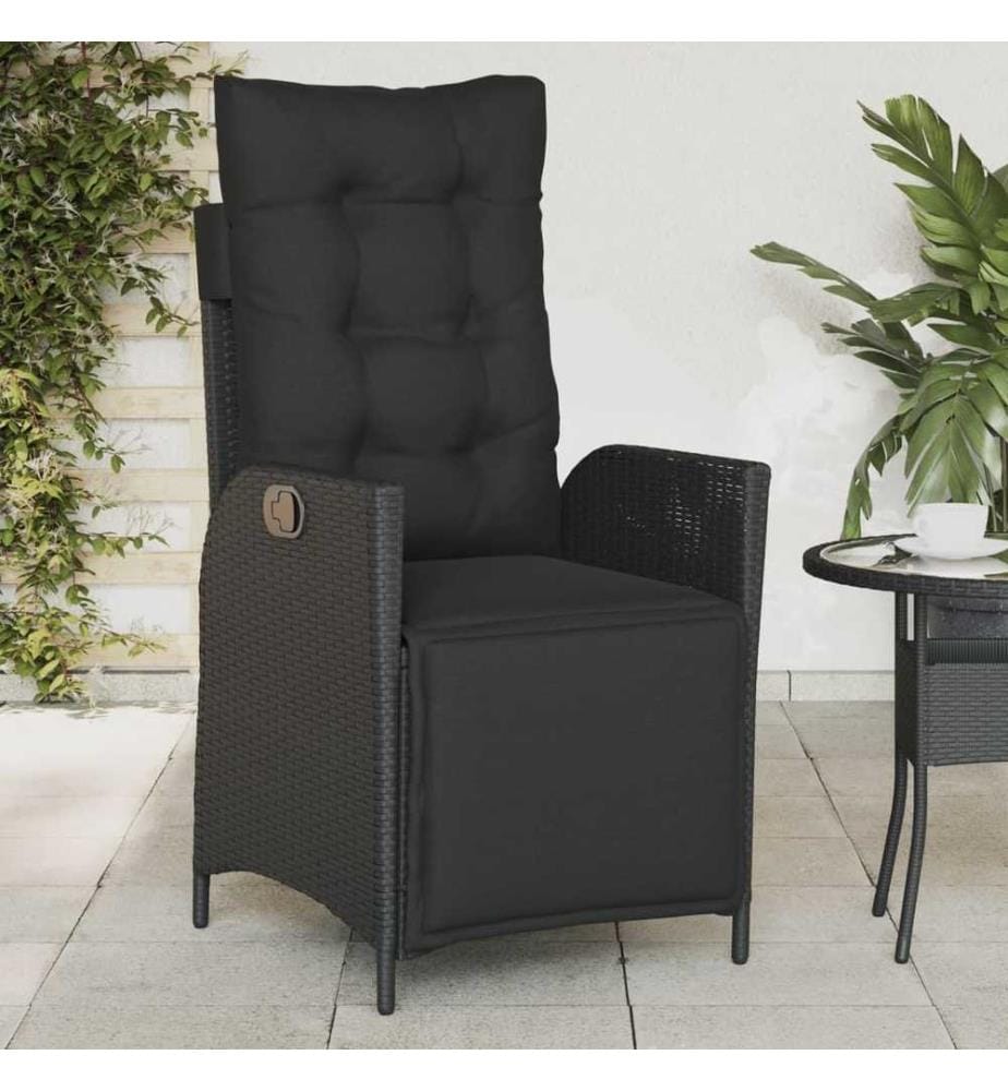 Chaises inclinables de jardin lot de 2 repose-pied noir rotin