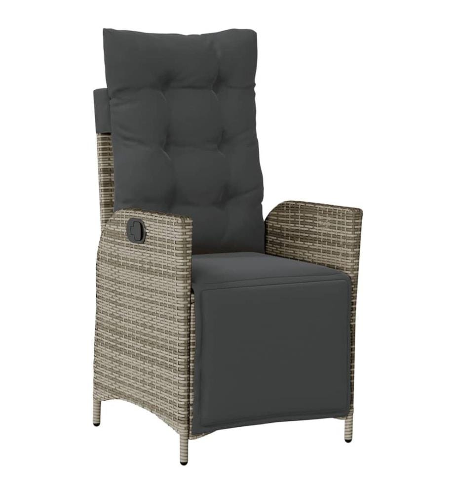 Gartensessel mit Fussteil 2 Stk. Verstellbar Grau Poly Rattan