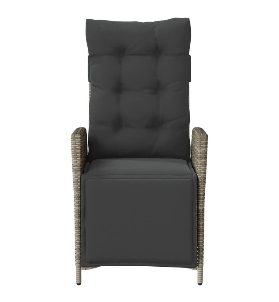Gartensessel mit Fussteil 2 Stk. Verstellbar Grau Poly Rattan