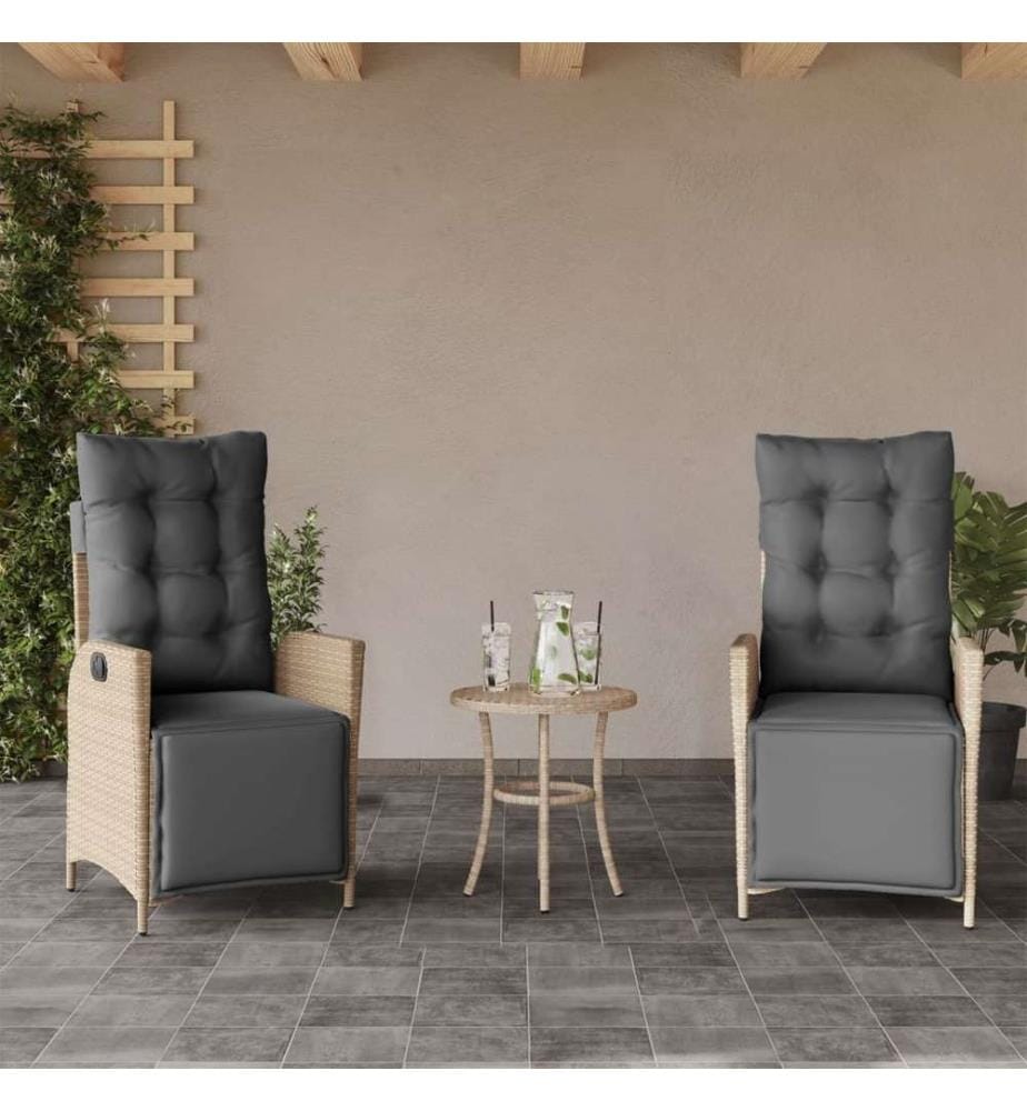 Gartensessel mit Fussteil 2 Stk. Verstellbar Poly Rattan