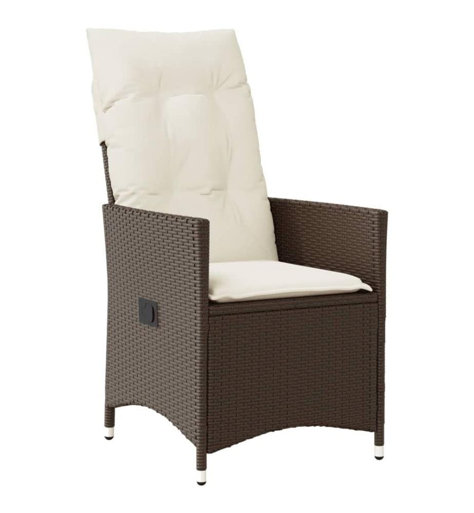 Gartensessel Verstellbar mit Kissen Braun Poly Rattan