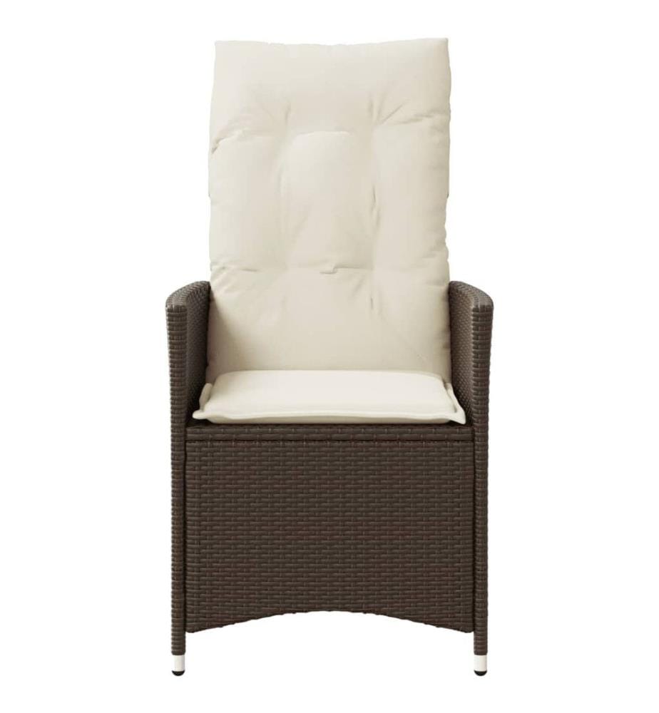 Gartensessel Verstellbar mit Kissen Braun Poly Rattan