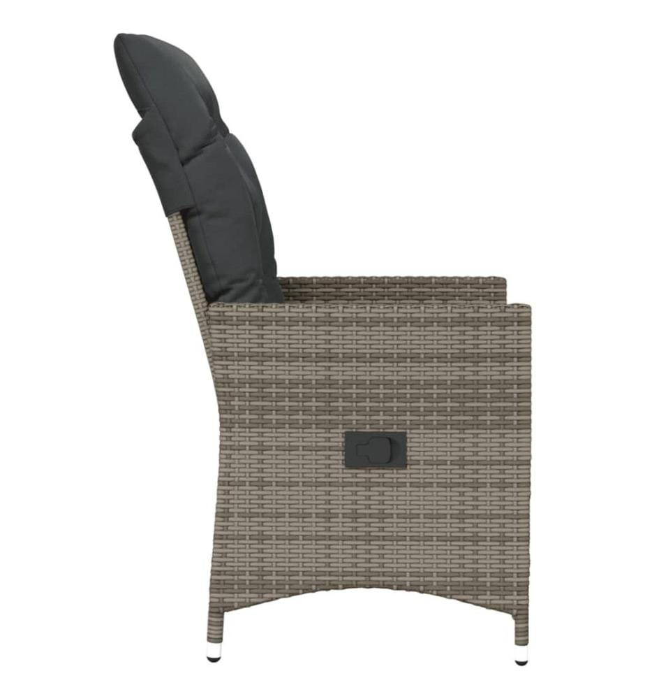 Gartensessel Verstellbar mit Kissen Grau Poly Rattan