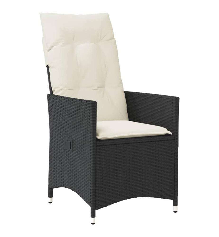 Gartensessel mit Kissen 2 Stk. Verstellbar Schwarz Poly Rattan