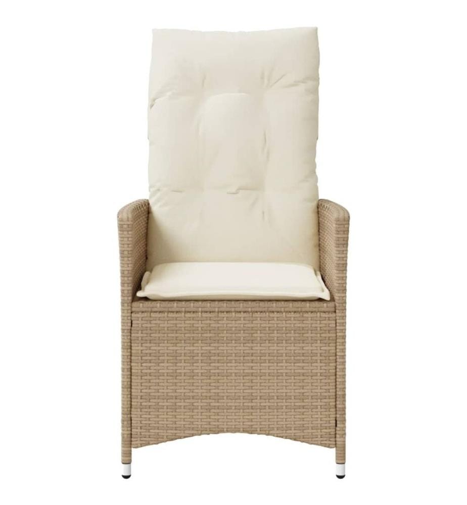 Gartensessel mit Kissen 2 Stk. Verstellbar Beige Poly Rattan