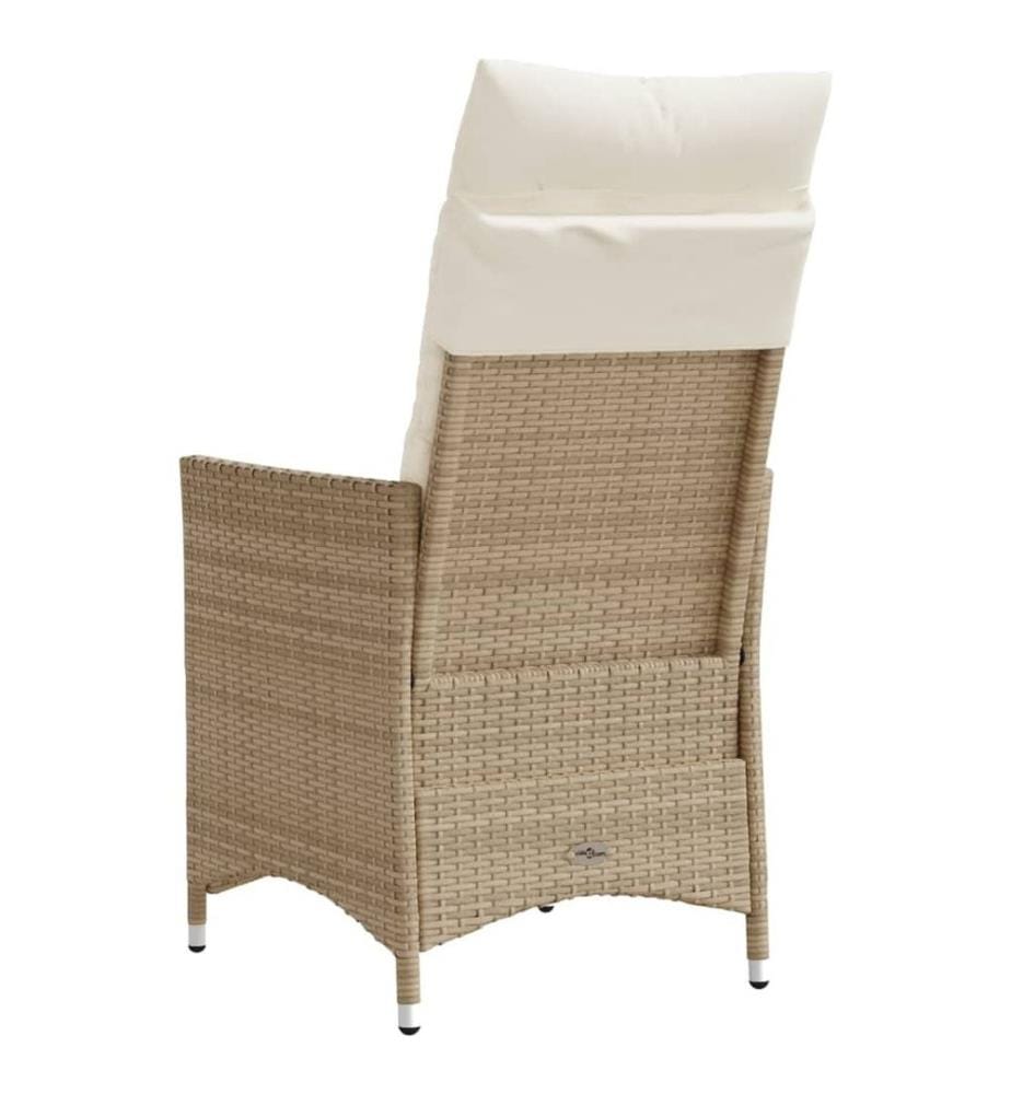 Gartensessel mit Kissen 2 Stk. Verstellbar Beige Poly Rattan