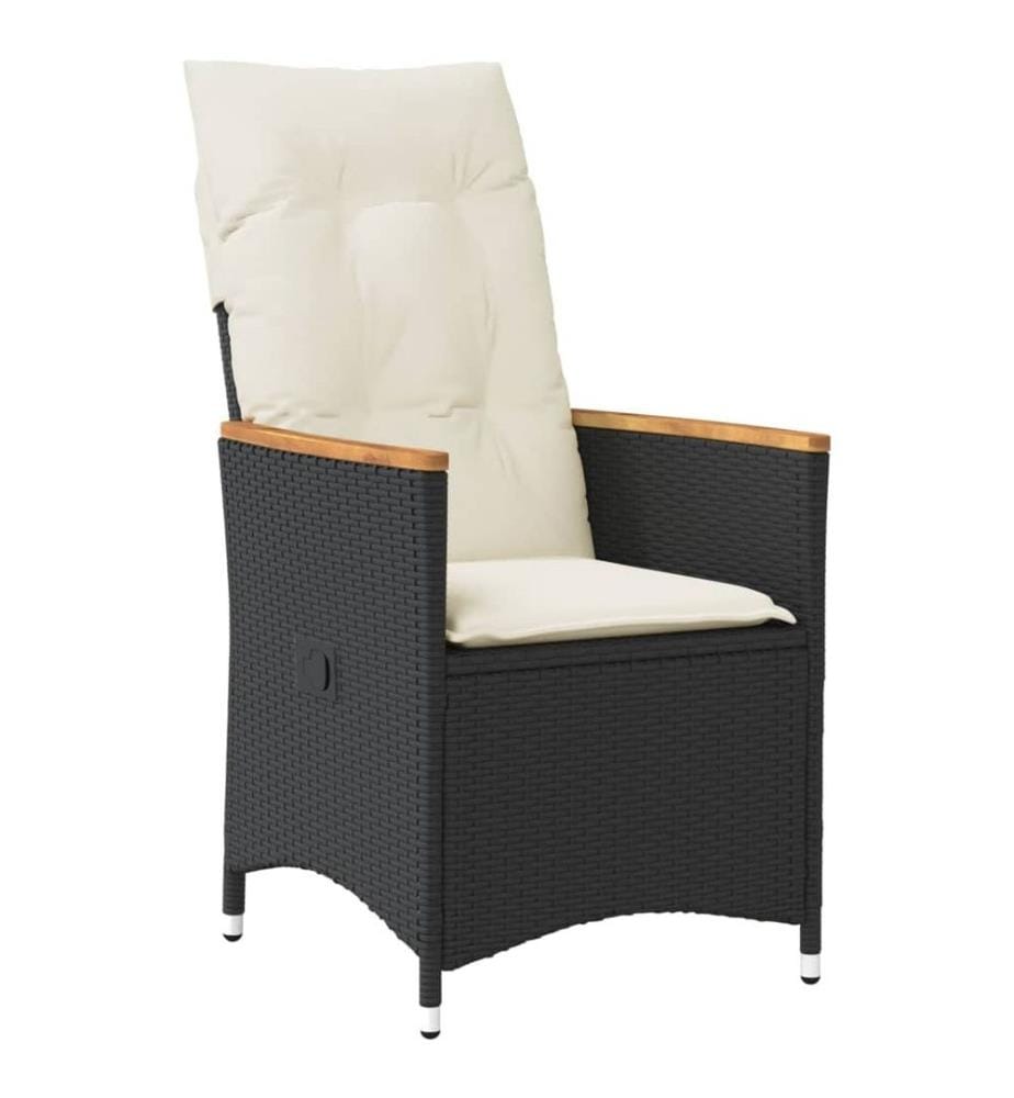 Chaises inclinables de jardin lot de 2 et coussins noir rotin