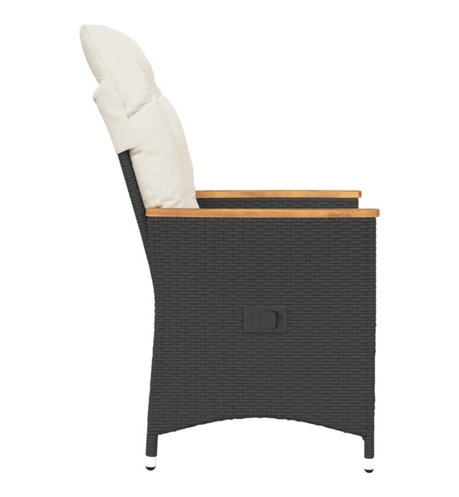 Chaises inclinables de jardin lot de 2 et coussins noir rotin