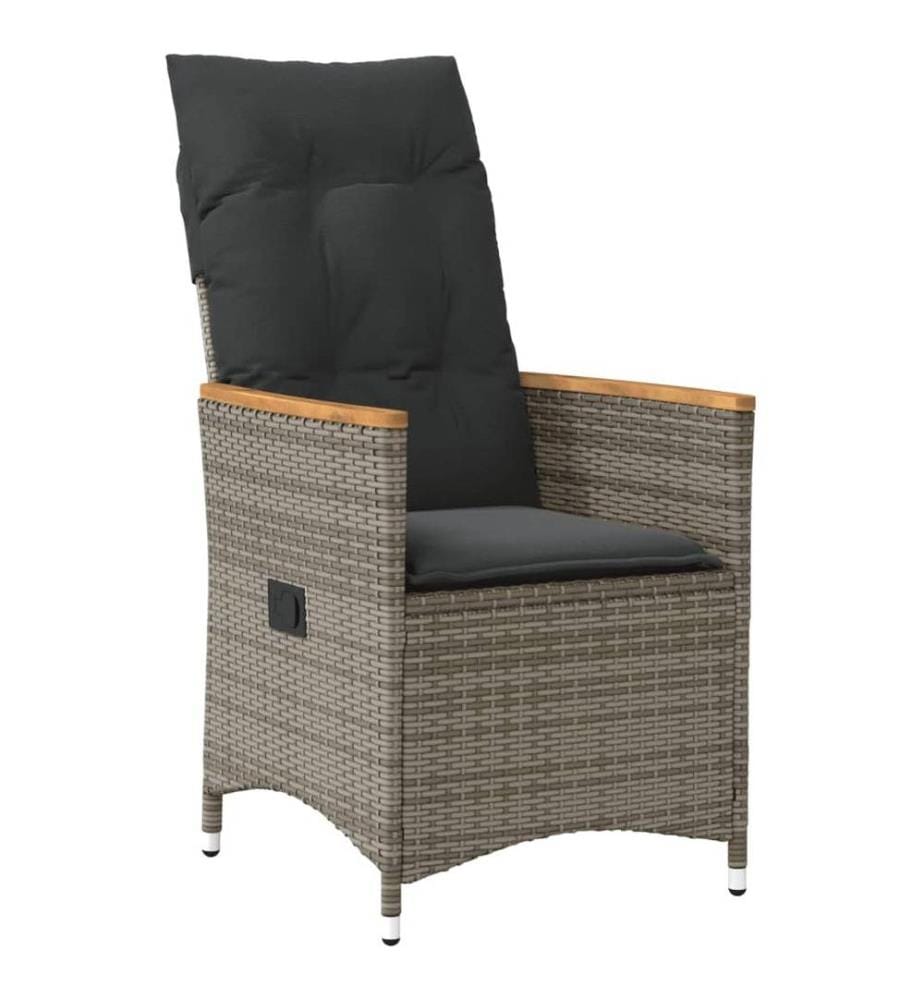 Chaises inclinables de jardin lot de 2 et coussins gris rotin