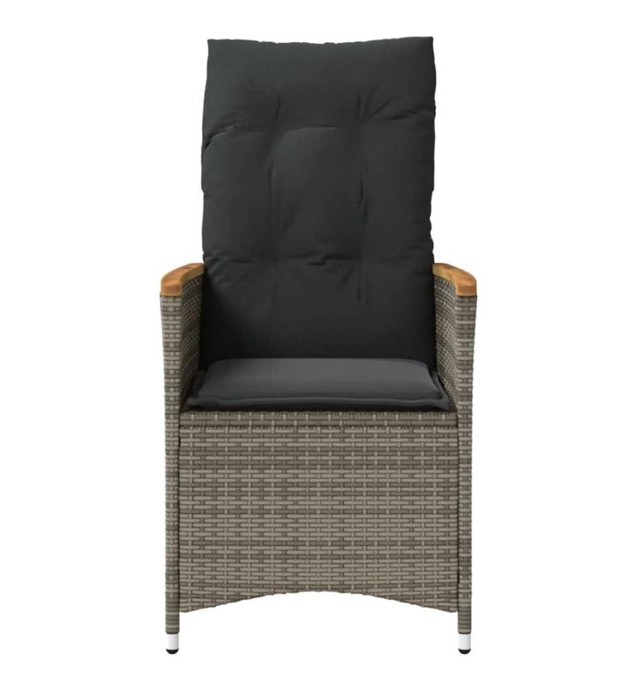 Chaises inclinables de jardin lot de 2 et coussins gris rotin