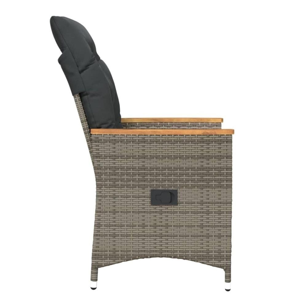 Chaises inclinables de jardin lot de 2 et coussins gris rotin