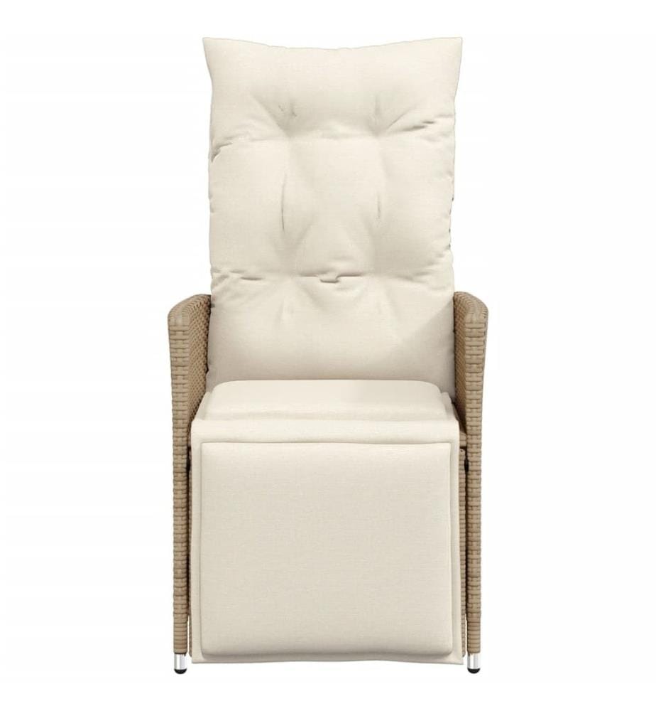 Gartensessel mit Kissen Verstellbar Beige Poly Rattan