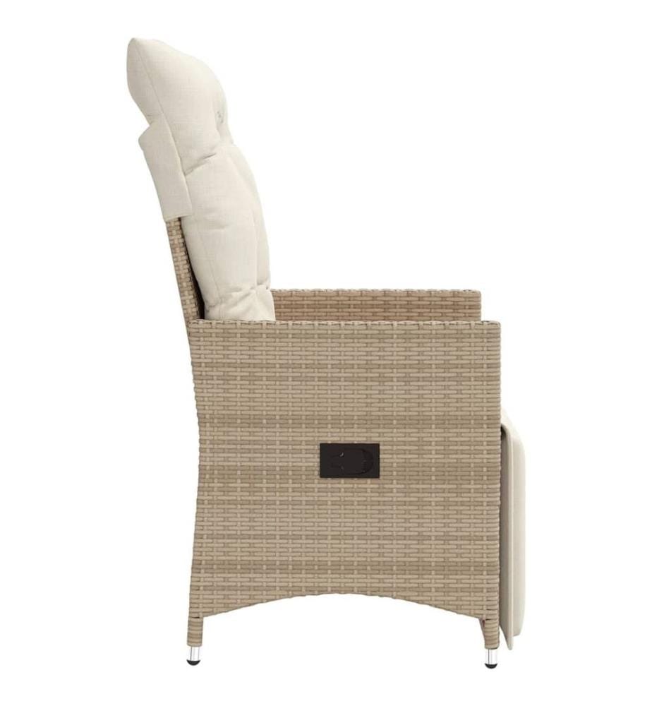 Gartensessel mit Kissen Verstellbar Beige Poly Rattan
