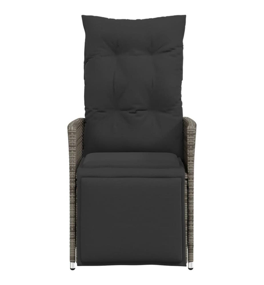 Gartensessel mit Kissen 2 Stk. Verstellbar Grau Poly Rattan