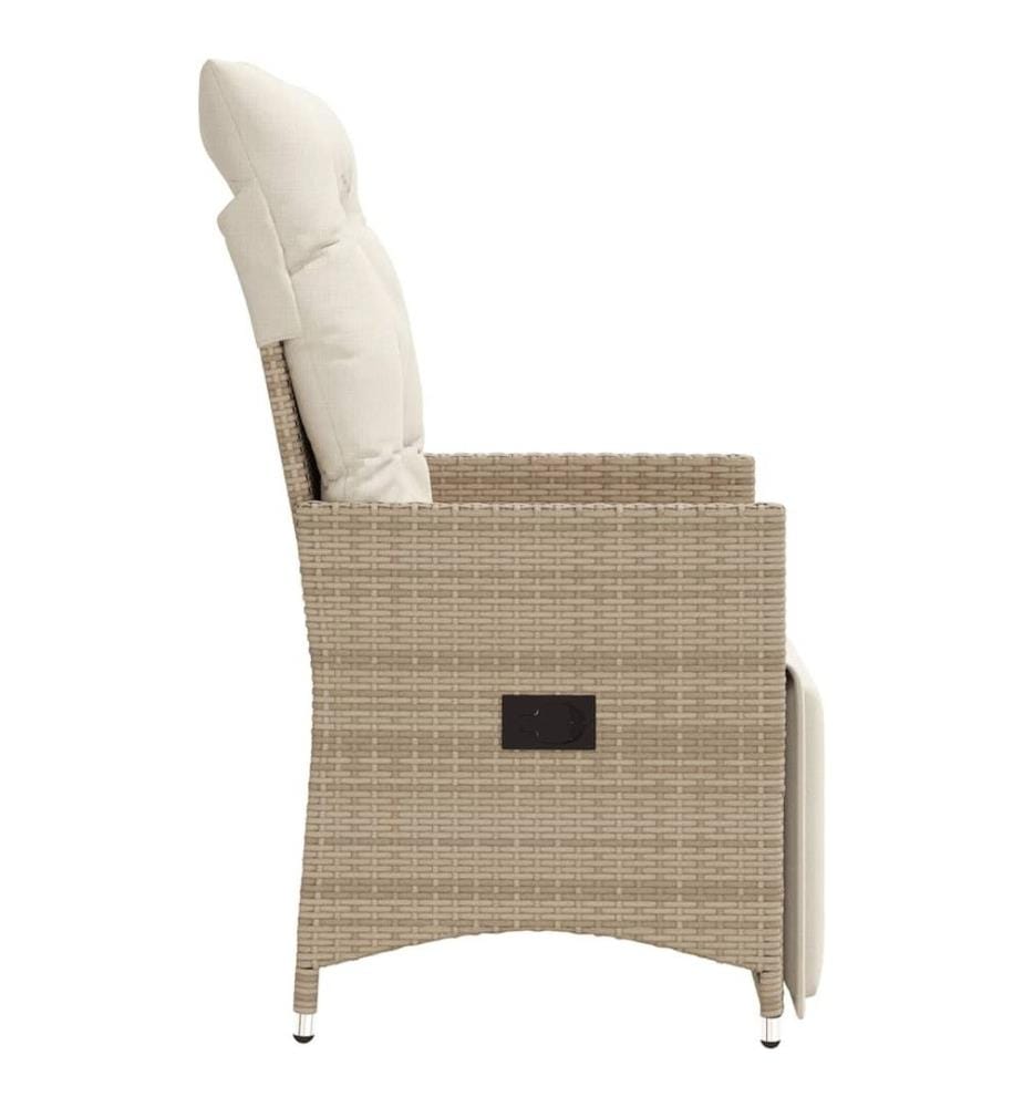Gartensessel mit Kissen 2 Stk. Verstellbar Beige Poly Rattan
