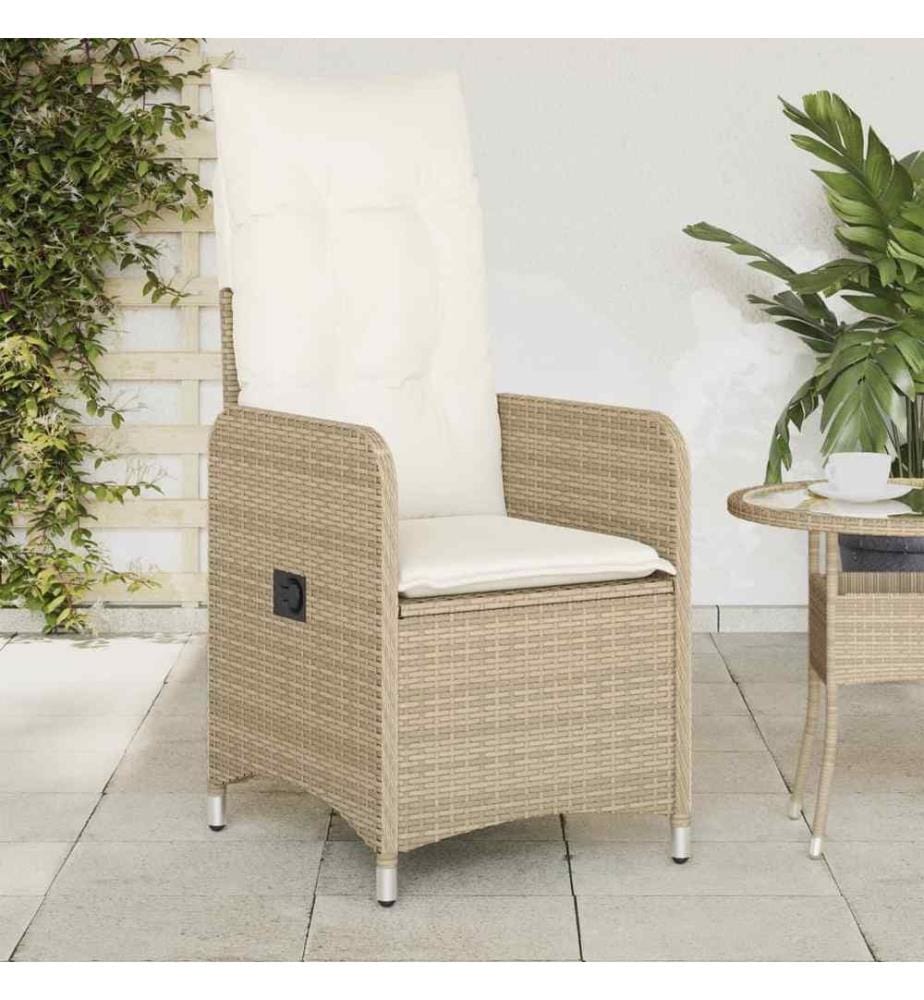 Gartensessel mit Kissen Verstellbar Beige Poly Rattan