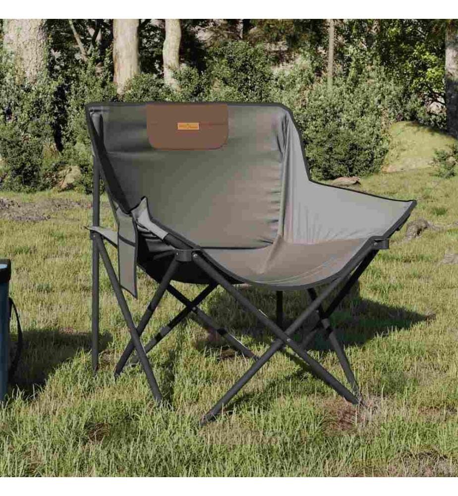 Chaise de camping avec poche pliable lot de 2 gris