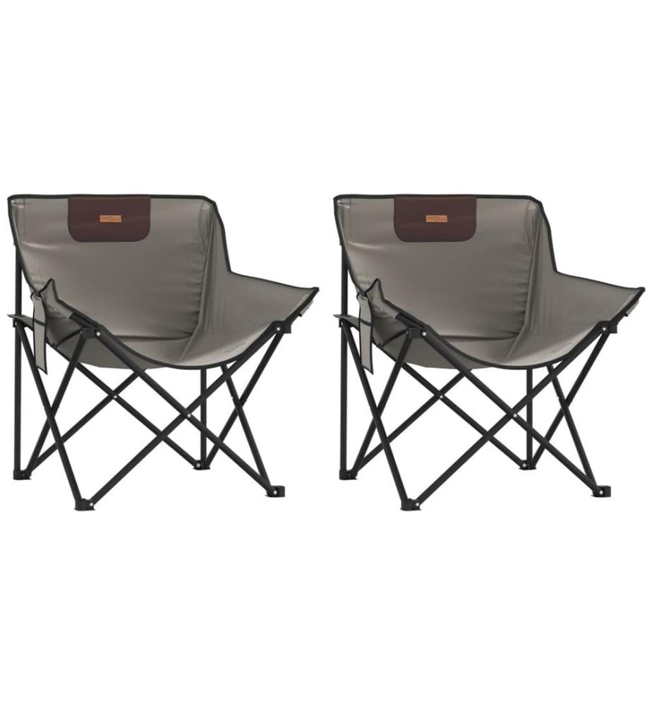 Chaise de camping avec poche pliable lot de 2 gris