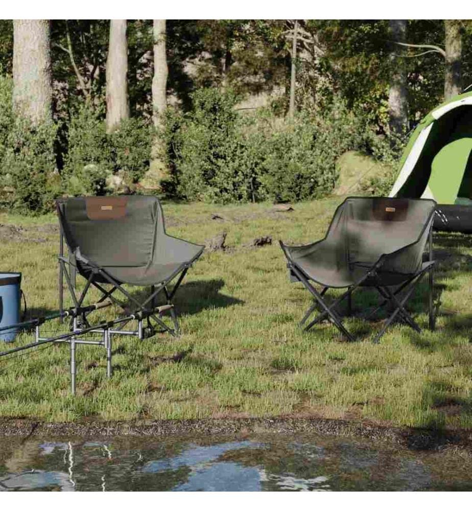 Chaise de camping avec poche pliable lot de 2 gris