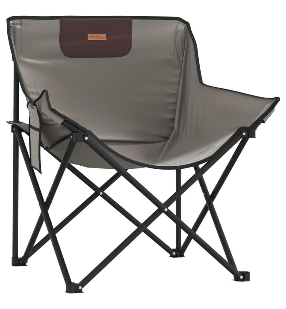 Chaise de camping avec poche pliable lot de 2 gris