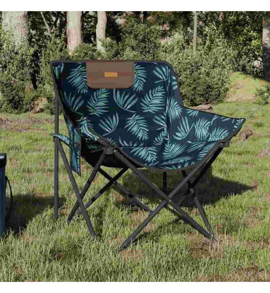 Chaise de camping avec poche pliable lot de 2 motif de feuille