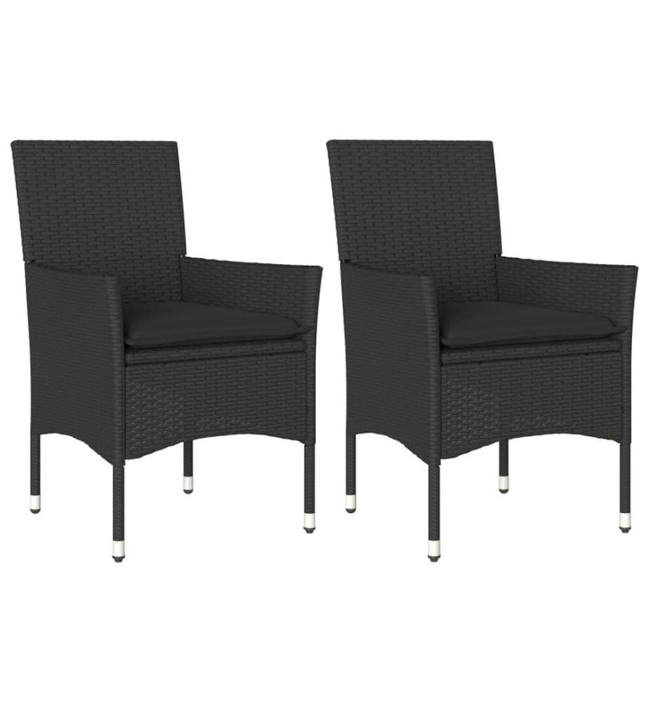 Gartenstühle mit Kissen 2 Stk. Schwarz Poly Rattan
