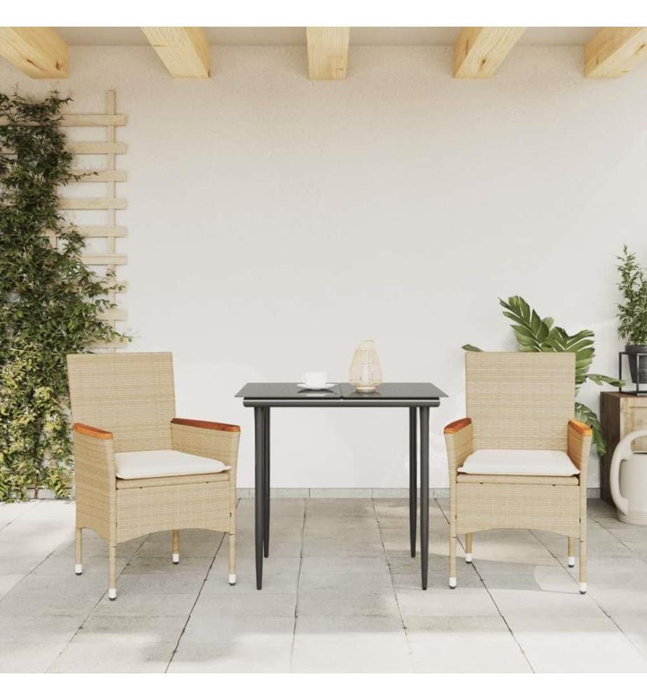Gartenstühle mit Kissen 2 Stk. Beige Poly Rattan