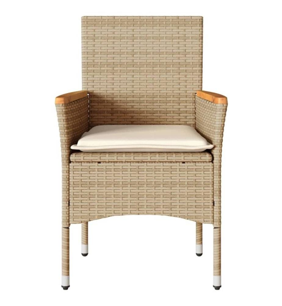 Gartenstühle mit Kissen 2 Stk. Beige Poly Rattan