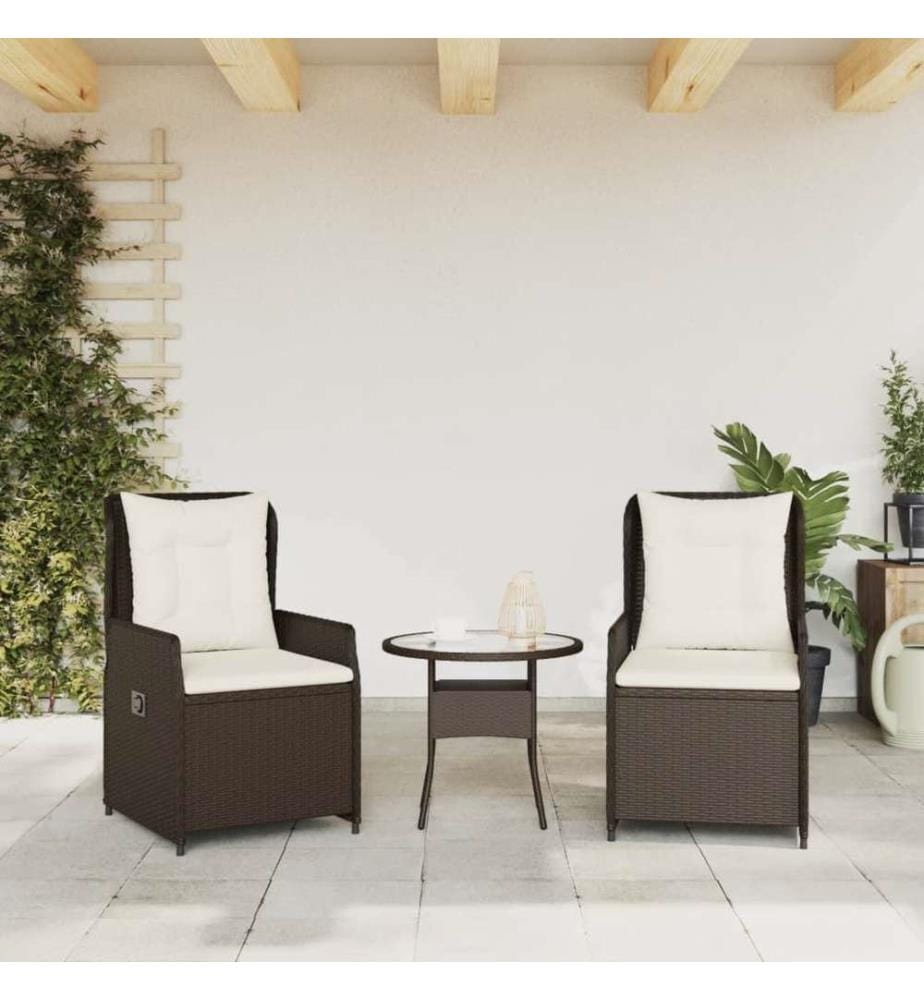 Gartensessel 2 Stk. Verstellbar Braun Poly Rattan