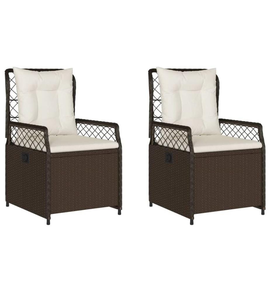 Gartensessel 2 Stk. Verstellbar Braun Poly Rattan