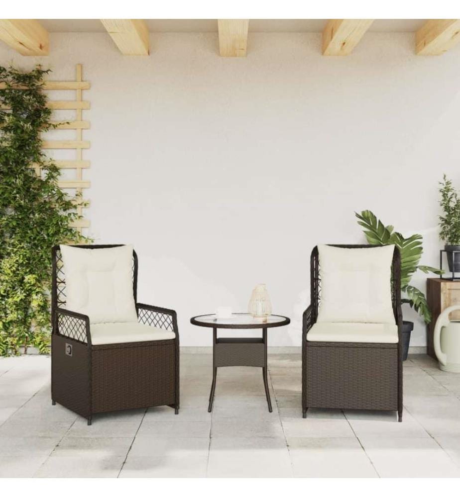 Gartensessel 2 Stk. Verstellbar Braun Poly Rattan