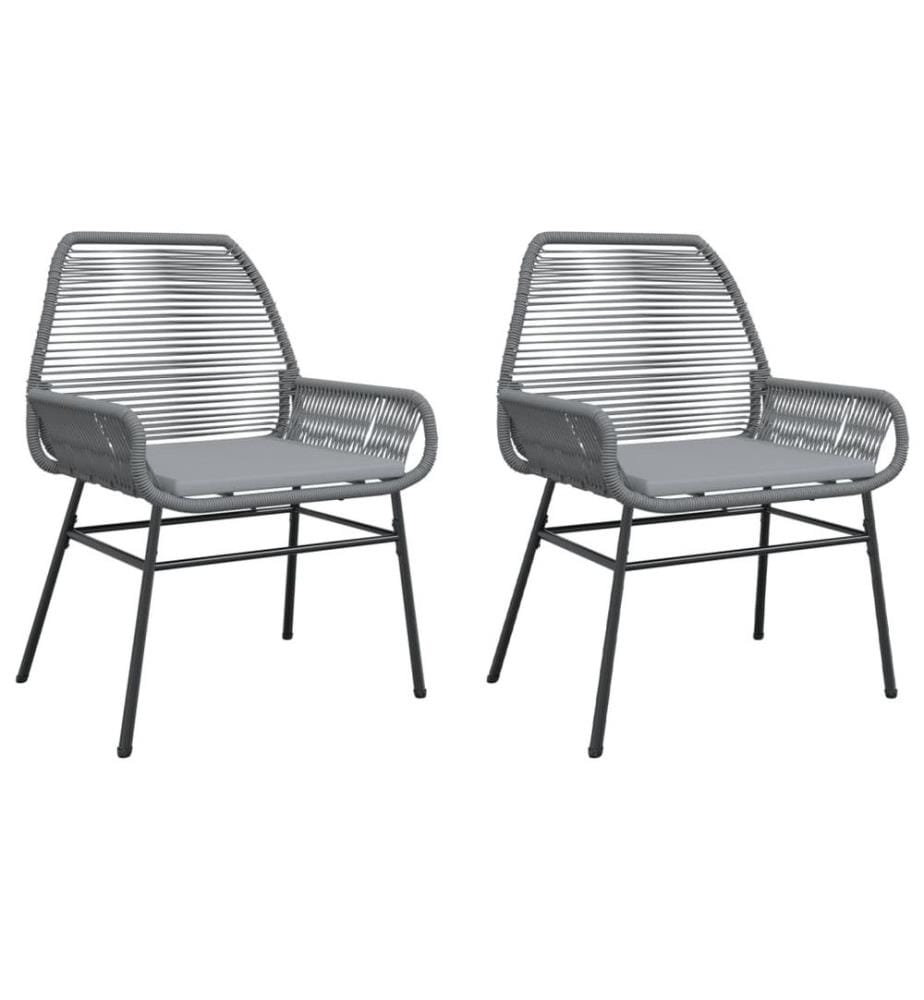 Gartenstühle 2 Stk. mit Kissen Grau Poly Rattan