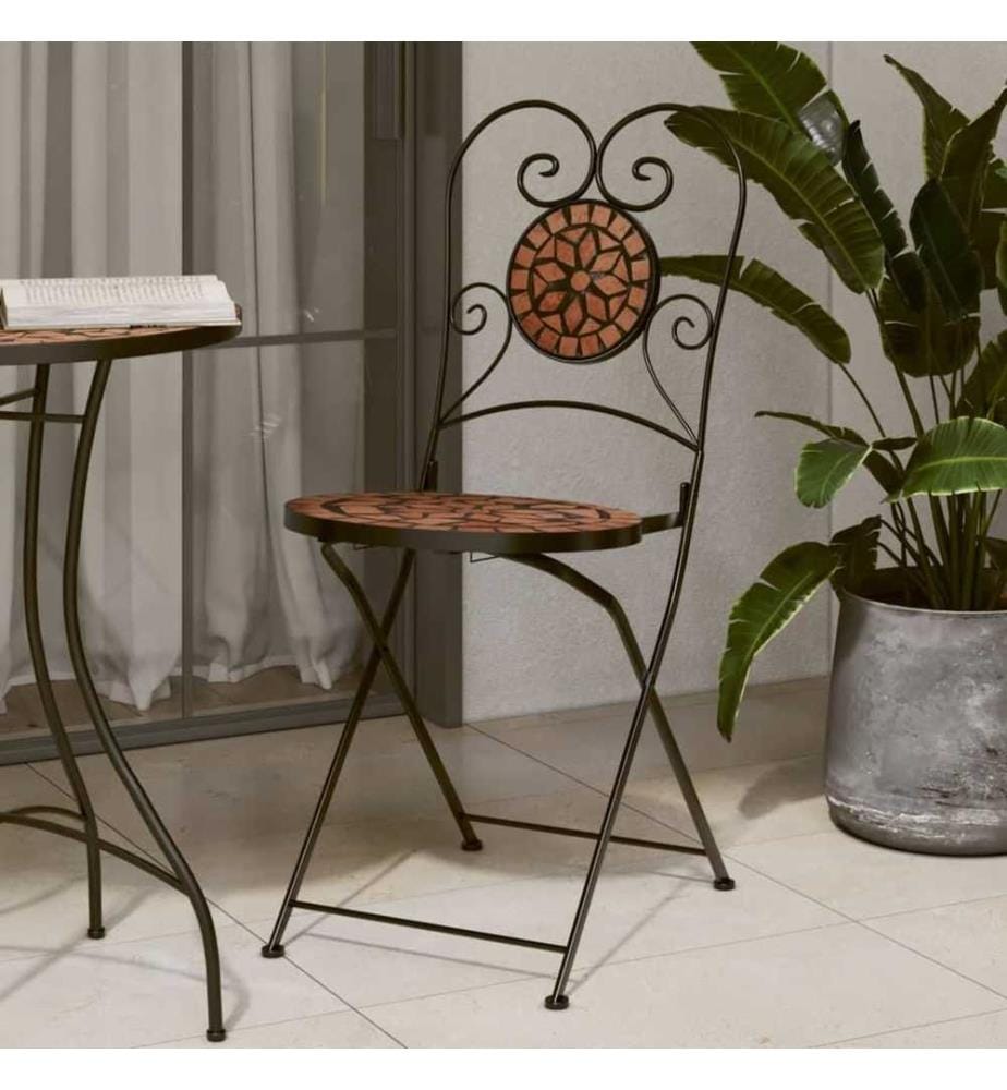 Chaises de bistrot pliables lot de 2 terre cuite céramique