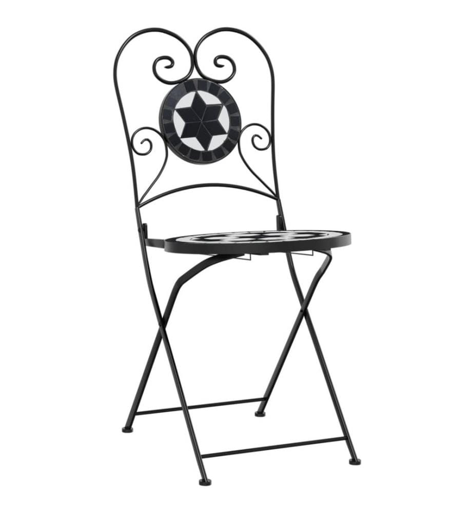 Chaises de bistro pliables 2 pcs noir et blanc céramique
