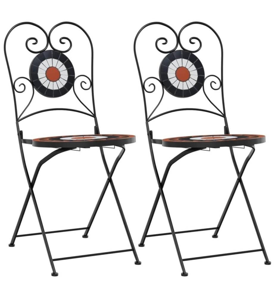 Chaises de bistro pliables 2 pcs terre cuite et blanc céramique