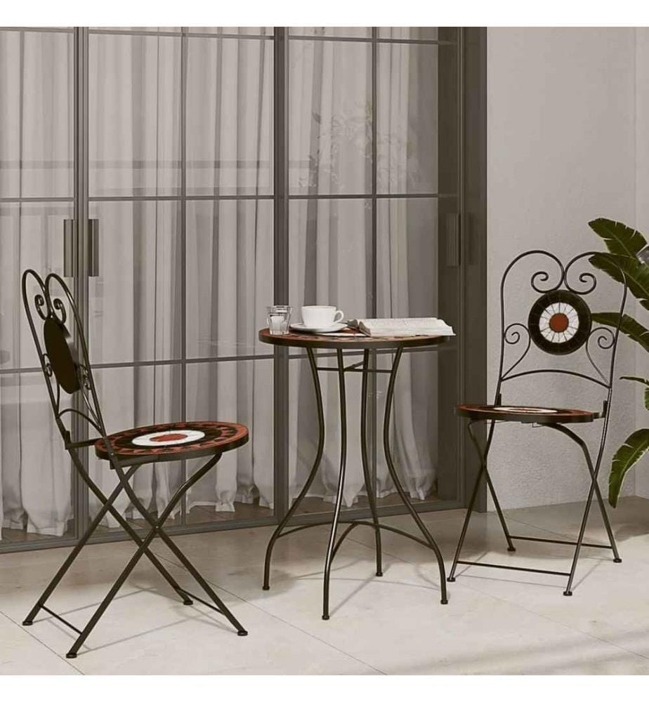 Chaises de bistro pliables 2 pcs terre cuite et blanc céramique