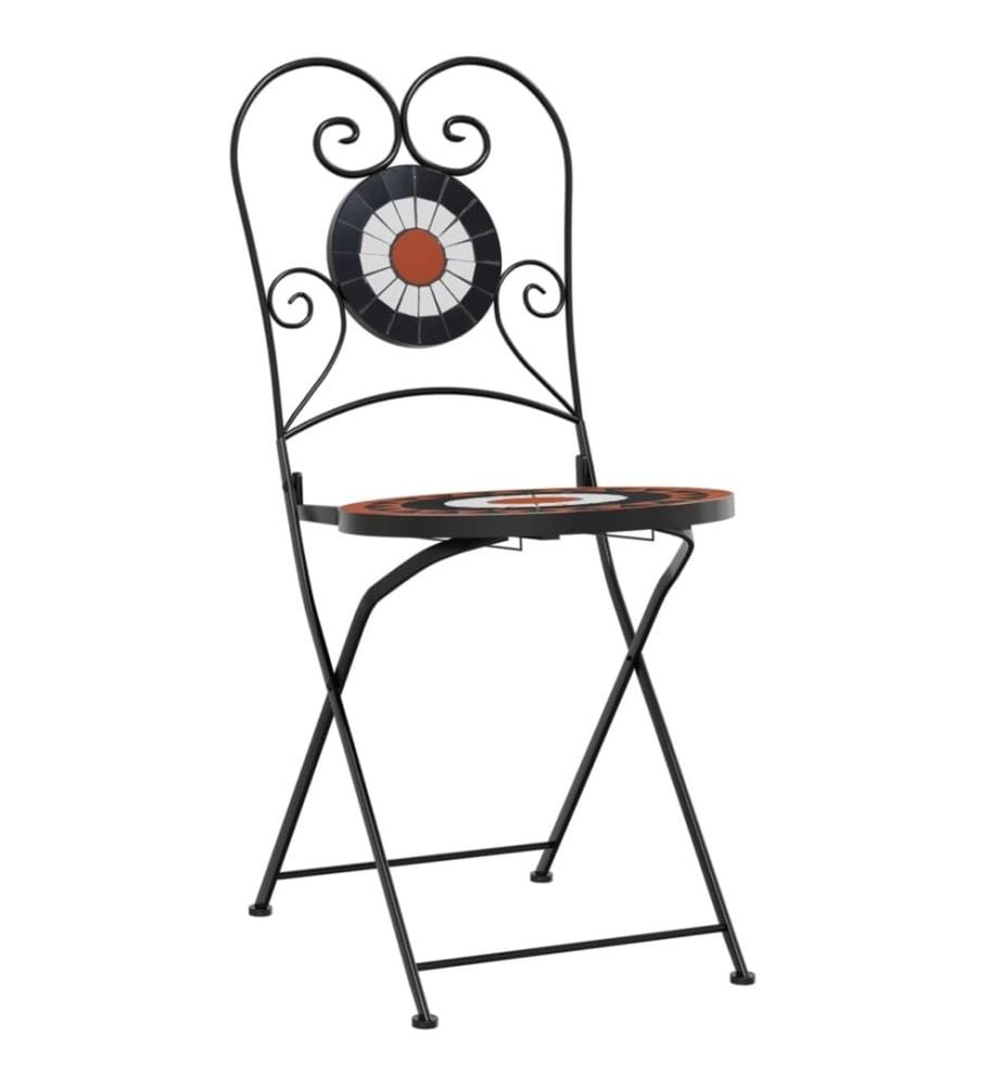 Chaises de bistro pliables 2 pcs terre cuite et blanc céramique