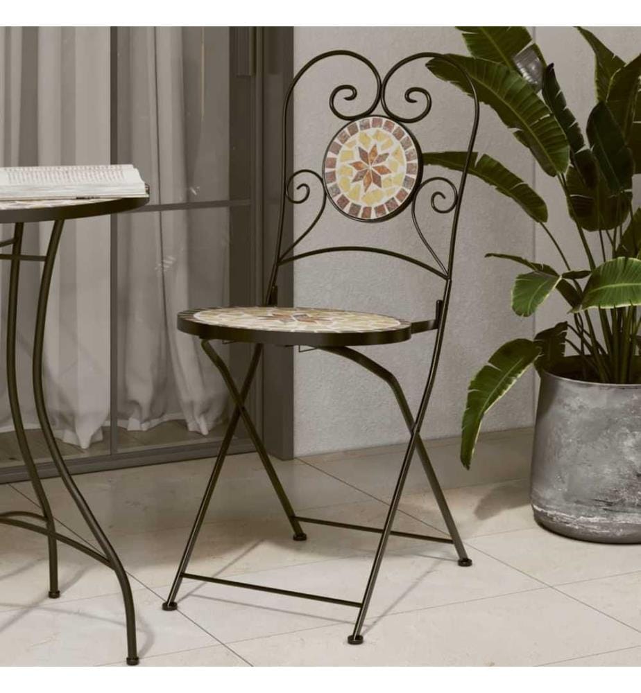 Chaises de bistro pliables 2 pcs terre cuite et blanc céramique
