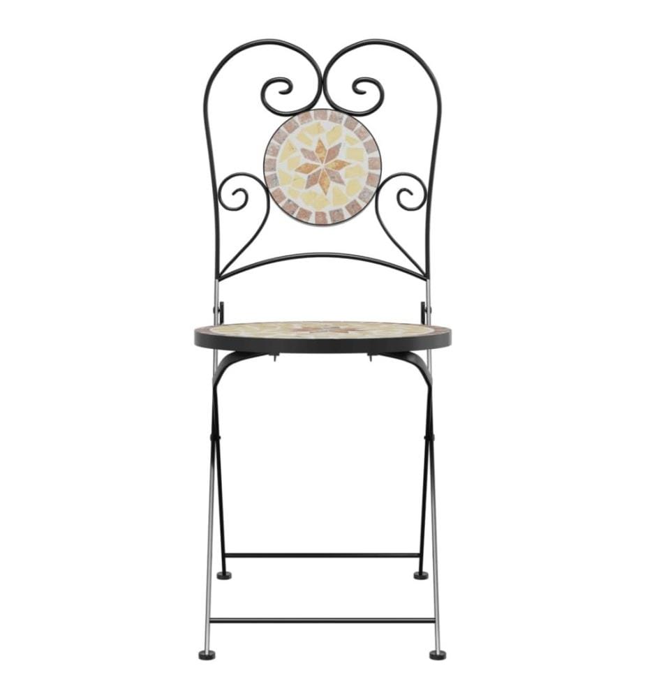 Chaises de bistro pliables 2 pcs terre cuite et blanc céramique