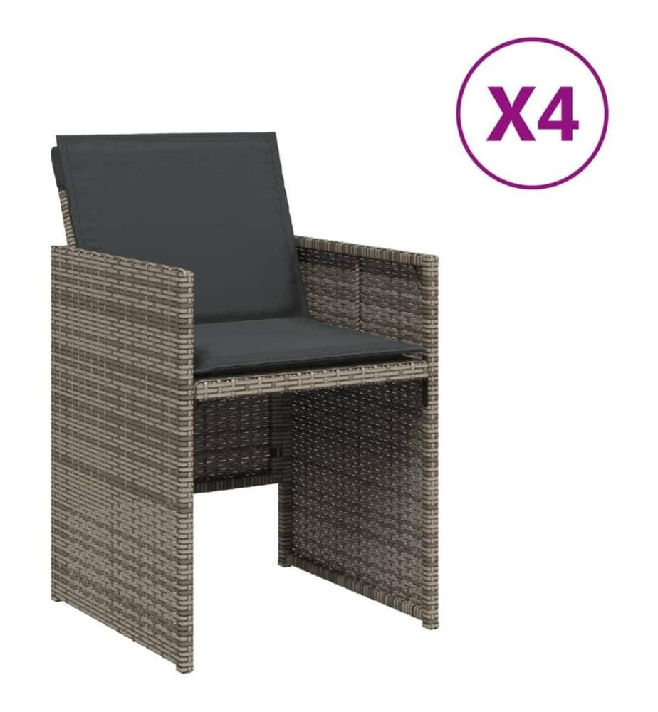 Gartenstühle mit Kissen 4 Stk. Grau Poly Rattan