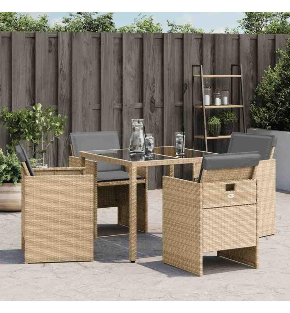 Chaises de jardin avec coussins lot de 4 mélange beige