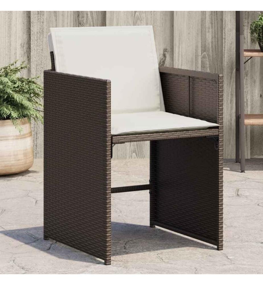 Chaises de jardin avec coussins lot de 4 marron résine tressée