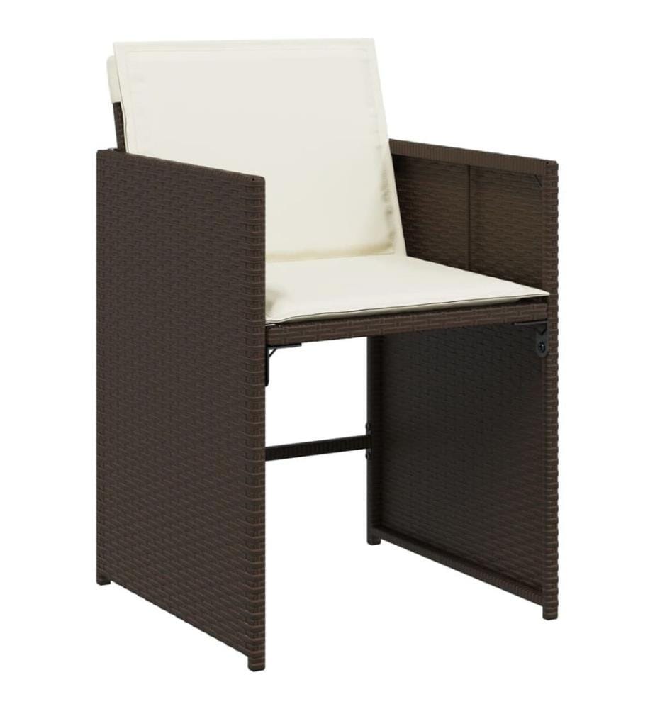 Chaises de jardin avec coussins lot de 4 marron résine tressée
